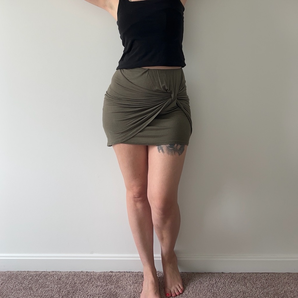 Olive Green Women's Skirt (M)